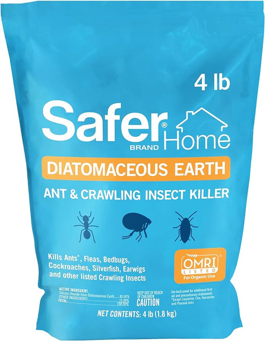 SaferBrand OMRI Listed Diatomaceous Earth - Ant, Roach, Bedbug, Flea, Silverfish, Earwig, & Crawling Insect Killer