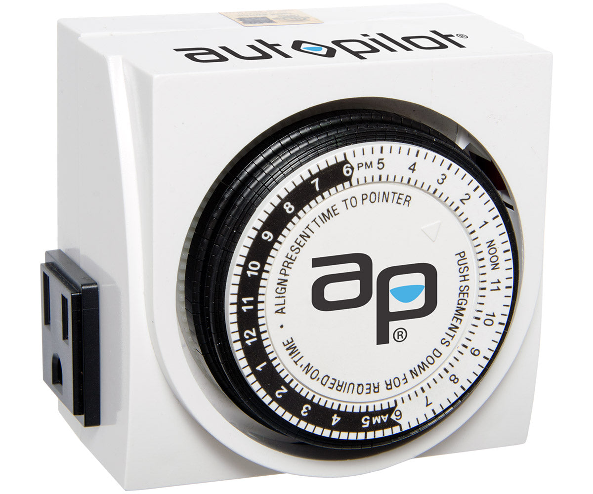 Autopilot Dual-Outlet Analog Grounded Timer, 1725W, 15A, 15-Minute On/Off, 24 Hour