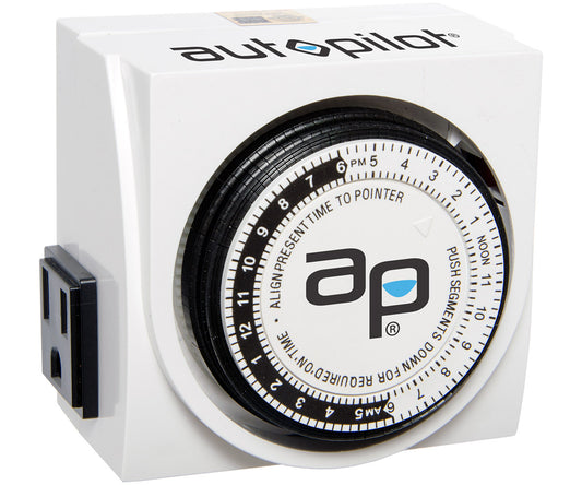 Autopilot Dual-Outlet Analog Grounded Timer, 1725W, 15A, 15-Minute On/Off, 24 Hour