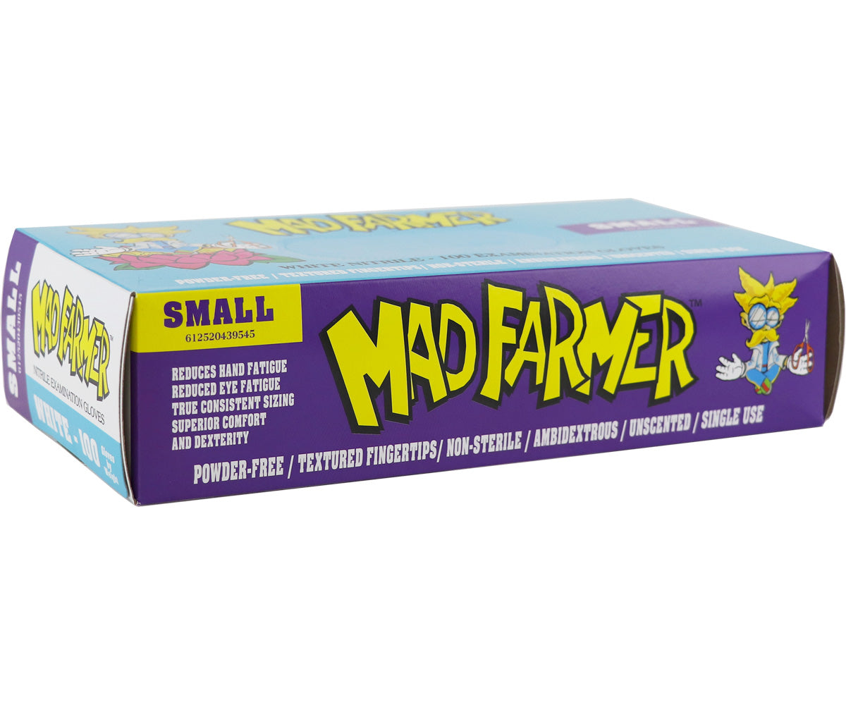 Mad Farmer White Nitrile Horticulture Gloves, Size S, Box of 100