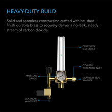 CO2 REGULATOR, CARBON DIOXIDE MONITOR WITH SOLENOID VALVE AND GAS FLOW METER