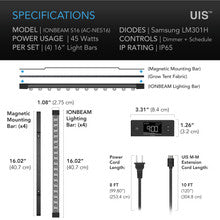 IONBEAM S16, FULL SPECTRUM LED GROW LIGHT BARS, SAMSUNG LM301H, 16-INCH