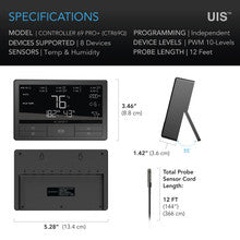 CONTROLLER 69 PRO+, INDEPENDENT PROGRAMS FOR EIGHT DEVICES, DYNAMIC VPD, TEMPERATURE, HUMIDITY, SCHEDULING, CYCLES, LEVELS CONTROL, DATA APP, BLUETOOTH + WIFI