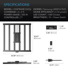 IONFRAME EVO6, SAMSUNG LM301H EVO COMMERCIAL LED GROW LIGHT, 500W, 4X4 FT