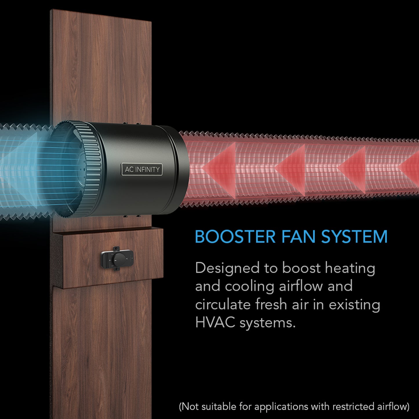 RAXIAL S4, INLINE BOOSTER DUCT FAN WITH SPEED CONTROLLER, 4-INCH