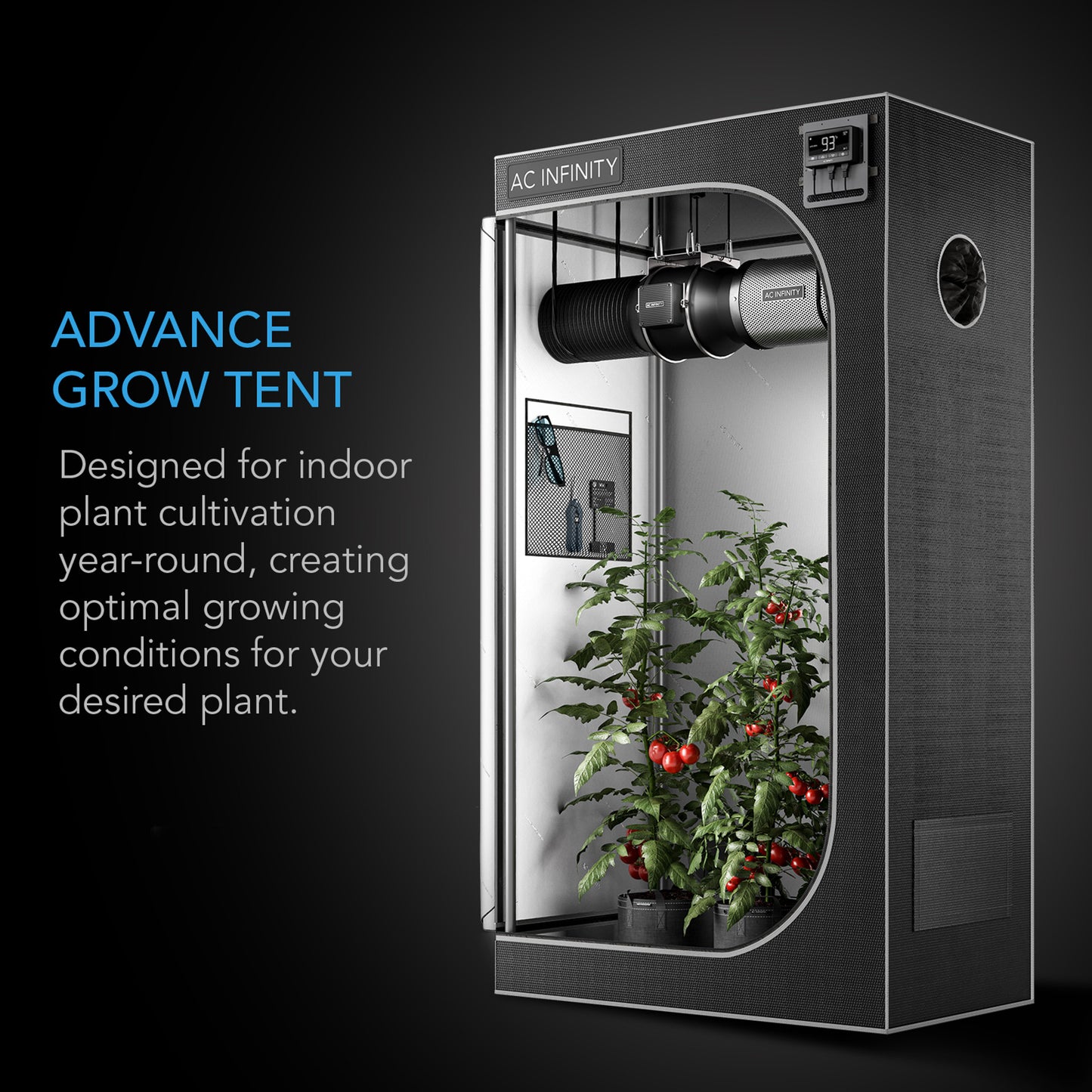 AC INFINITY CLOUDLAB 733, ADVANCE GROW TENT 3X3, 2000D DIAMOND MYLAR CANVAS, 36" X 36" X 72"