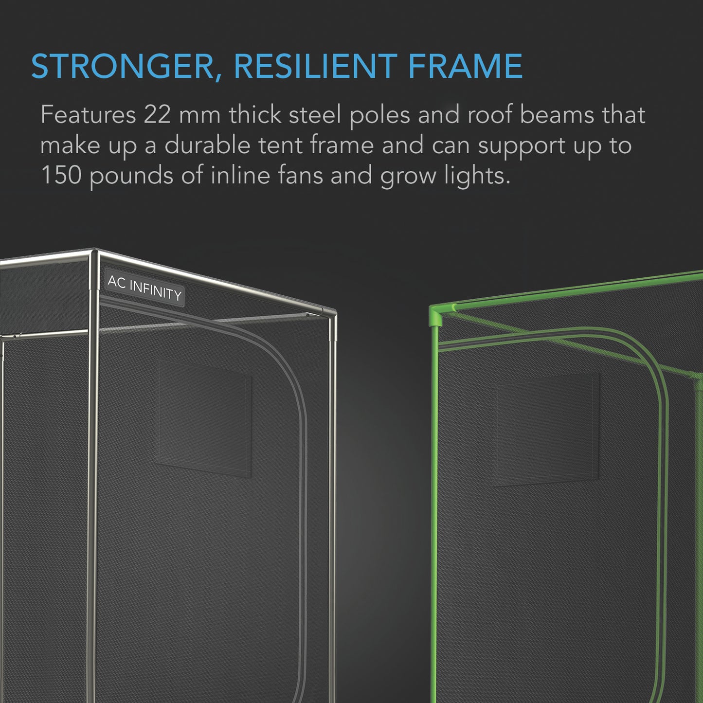 AC INFINITY CLOUDLAB 722, ADVANCE GROW TENT 2X2, 2000D DIAMOND MYLAR CANVAS, 24" X 24" X 72"