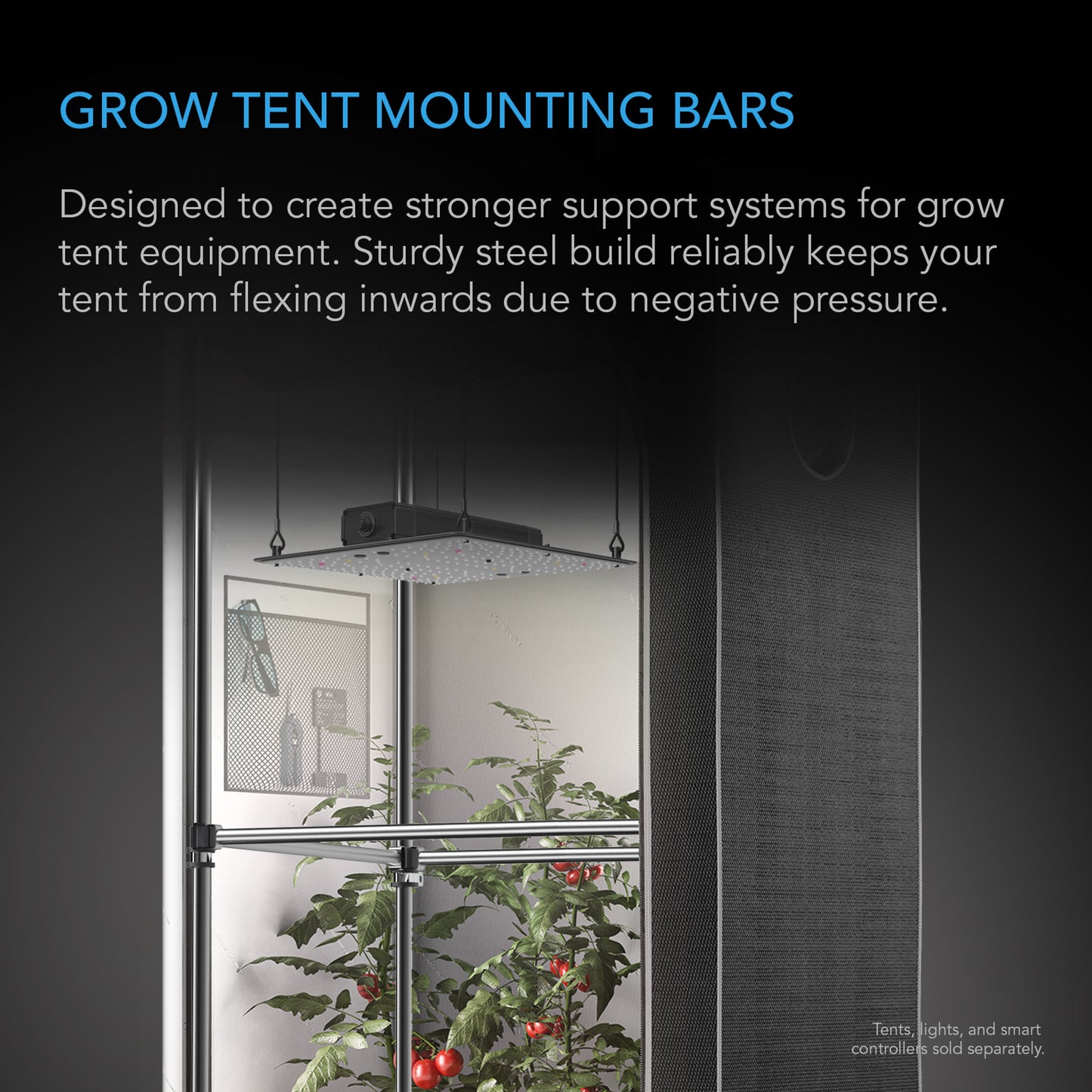 AC INFINITY GROW TENT MOUNTING BARS, FOR INDOOR GROW SPACES, 5X5'