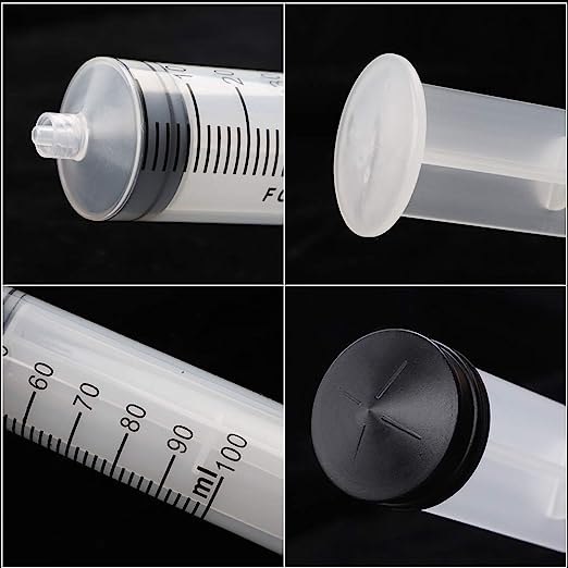 100ml Syringes luer Lock, Large Plastic Syringe for Scientific Labs and Liquid Dispensing Metric Multiple Uses