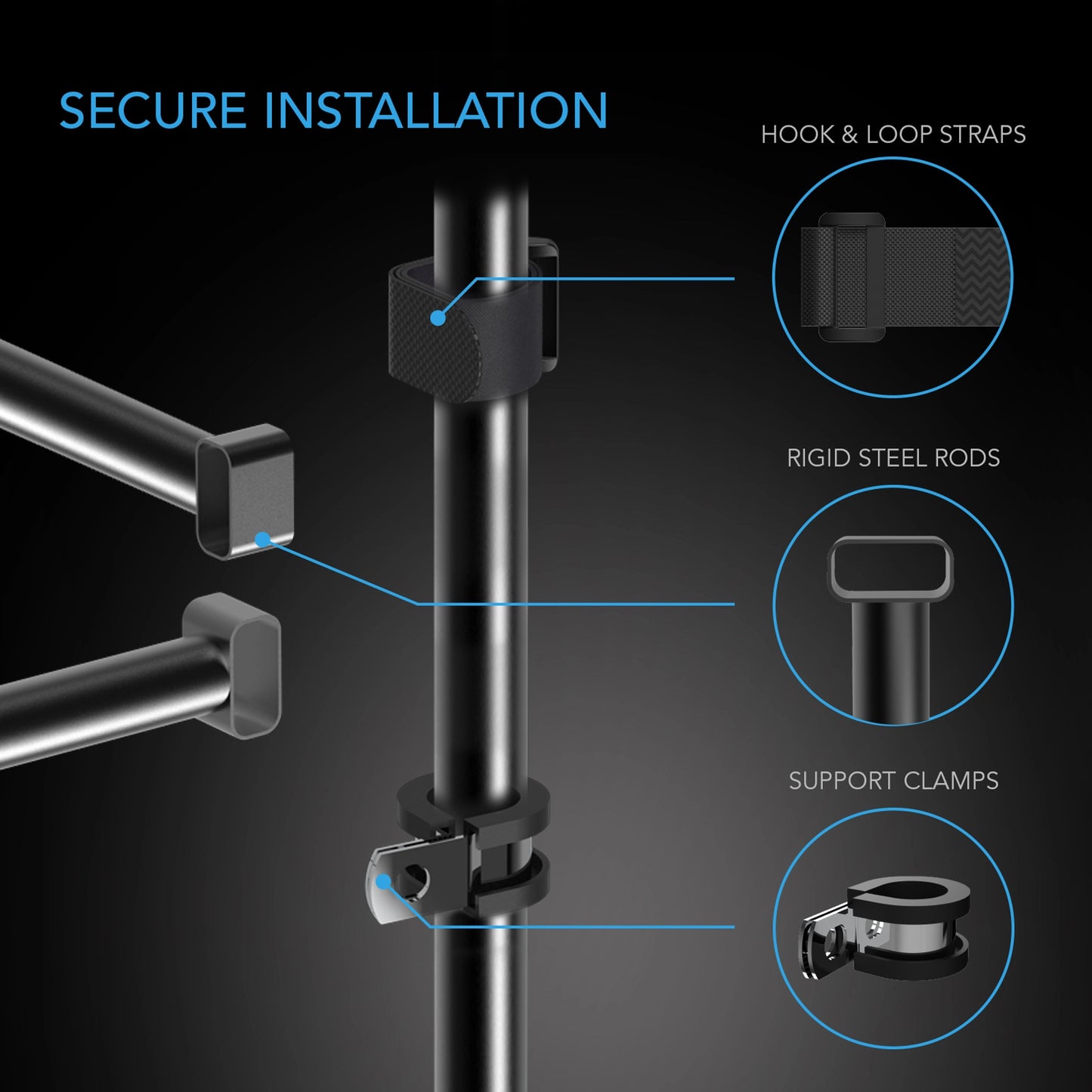 AC INFINITY GROW TENT MOUNTING BARS, FOR INDOOR GROW SPACES, 5X5'