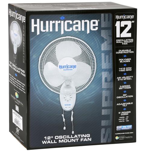 Hurricane 12in oscillating wall fan