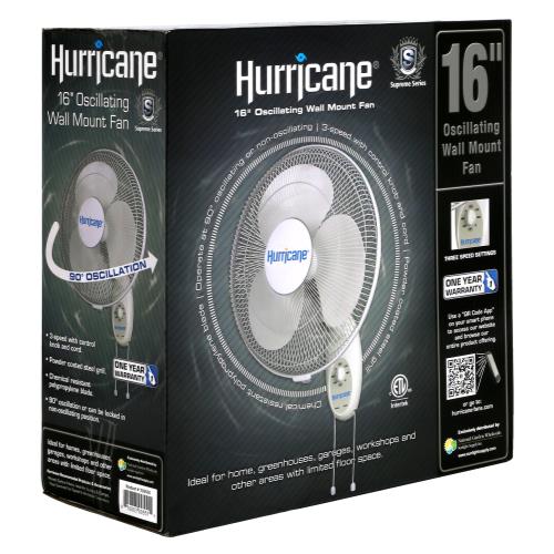 Hurricane Supreme Oscillating Wall Mount Fan 16"