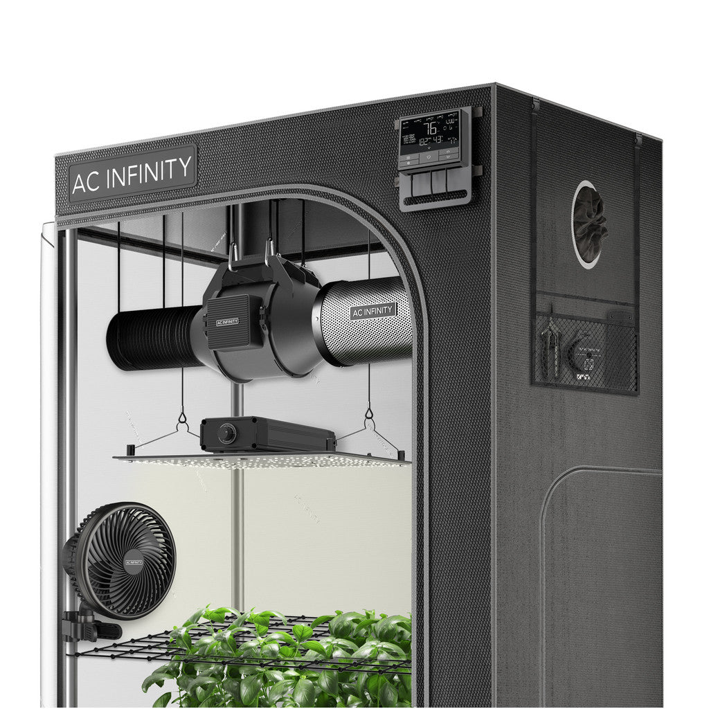 AC INFINITY ADVANCE GROW TENT SYSTEM 3X3, 3-PLANT KIT, WIFI-INTEGRATED CONTROLS TO AUTOMATE VENTILATION, CIRCULATION, FULL SPECTRUM LED GROW LIGHT