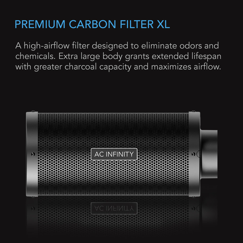 AC INFINITY DUCT CARBON FILTER XL, AUSTRALIAN CHARCOAL, EXTRA LARGE, 6-INCH