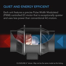 AC INFINITYCLOUDLINE T4, QUIET INLINE DUCT FAN SYSTEM WITH TEMPERATURE AND HUMIDITY CONTROLLER, 4-INCH