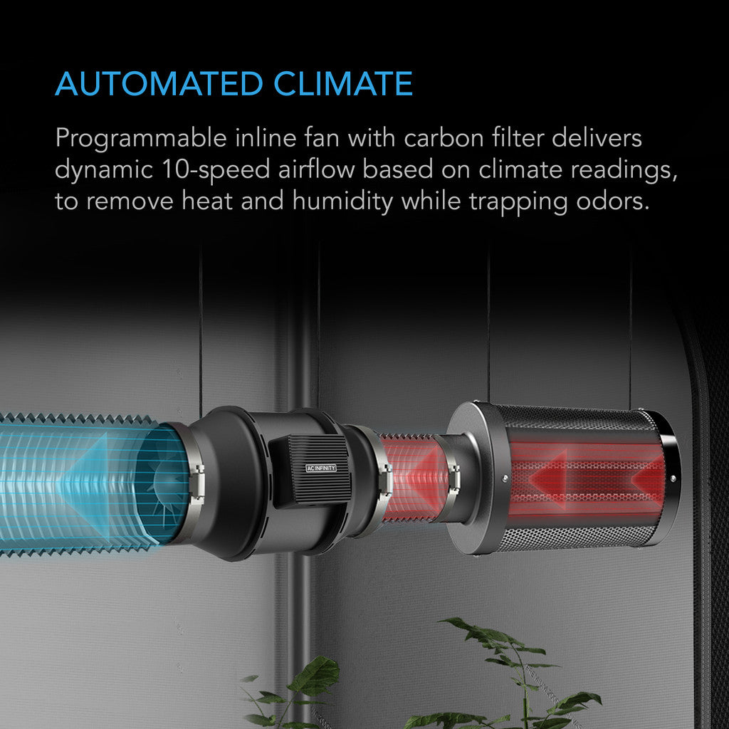 AC INFINITY ADVANCE GROW TENT SYSTEM 3X3, 3-PLANT KIT, WIFI-INTEGRATED CONTROLS TO AUTOMATE VENTILATION, CIRCULATION, FULL SPECTRUM LED GROW LIGHT