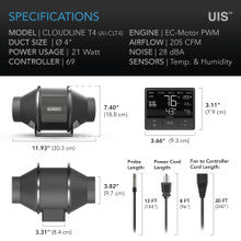 AIR FILTRATION KIT PRO 4", INLINE FAN WITH SMART CONTROLLER, CARBON FILTER & DUCTING COMBO