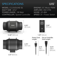 AC INFINITY CLOUDLINE S6, QUIET INLINE DUCT FAN SYSTEM WITH SPEED CONTROLLER, 6-INCH