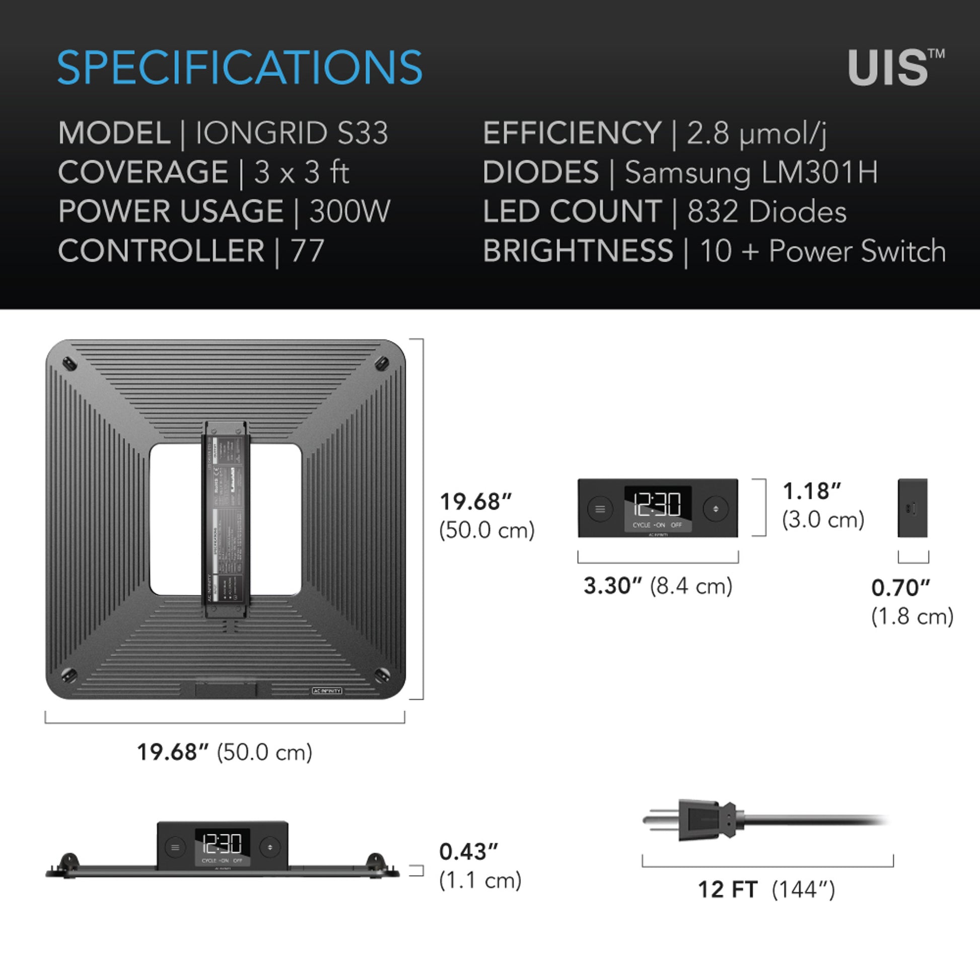 IONBEAM S11, Full Spectrum LED Grow Light Bars, Samsung LM301H, 11-Inch -  AC Infinity